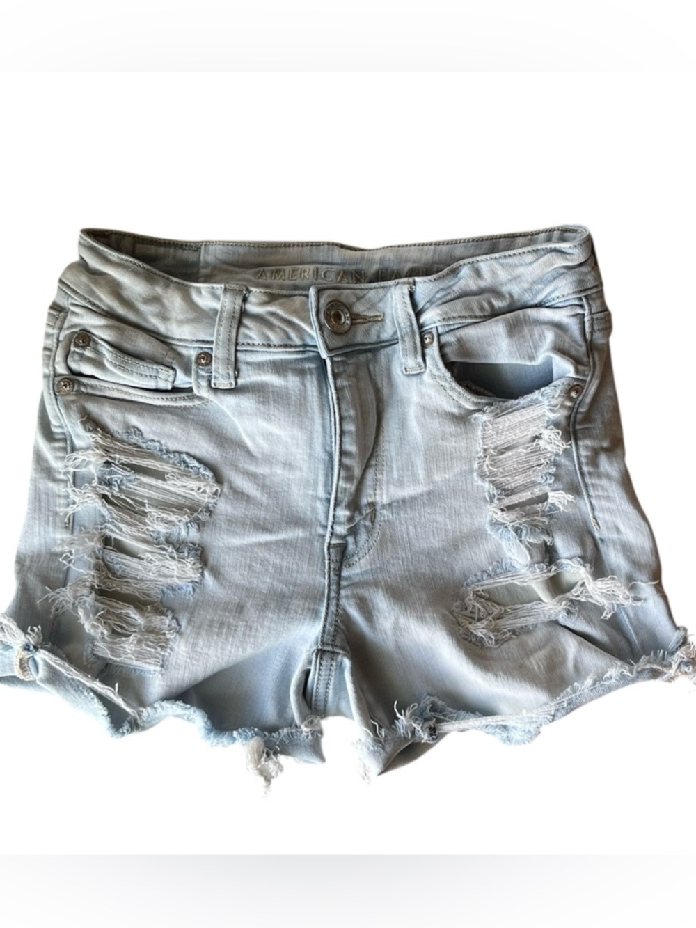 American Eagle Outfitters Light Wash Distressed Denim Jean Shorts